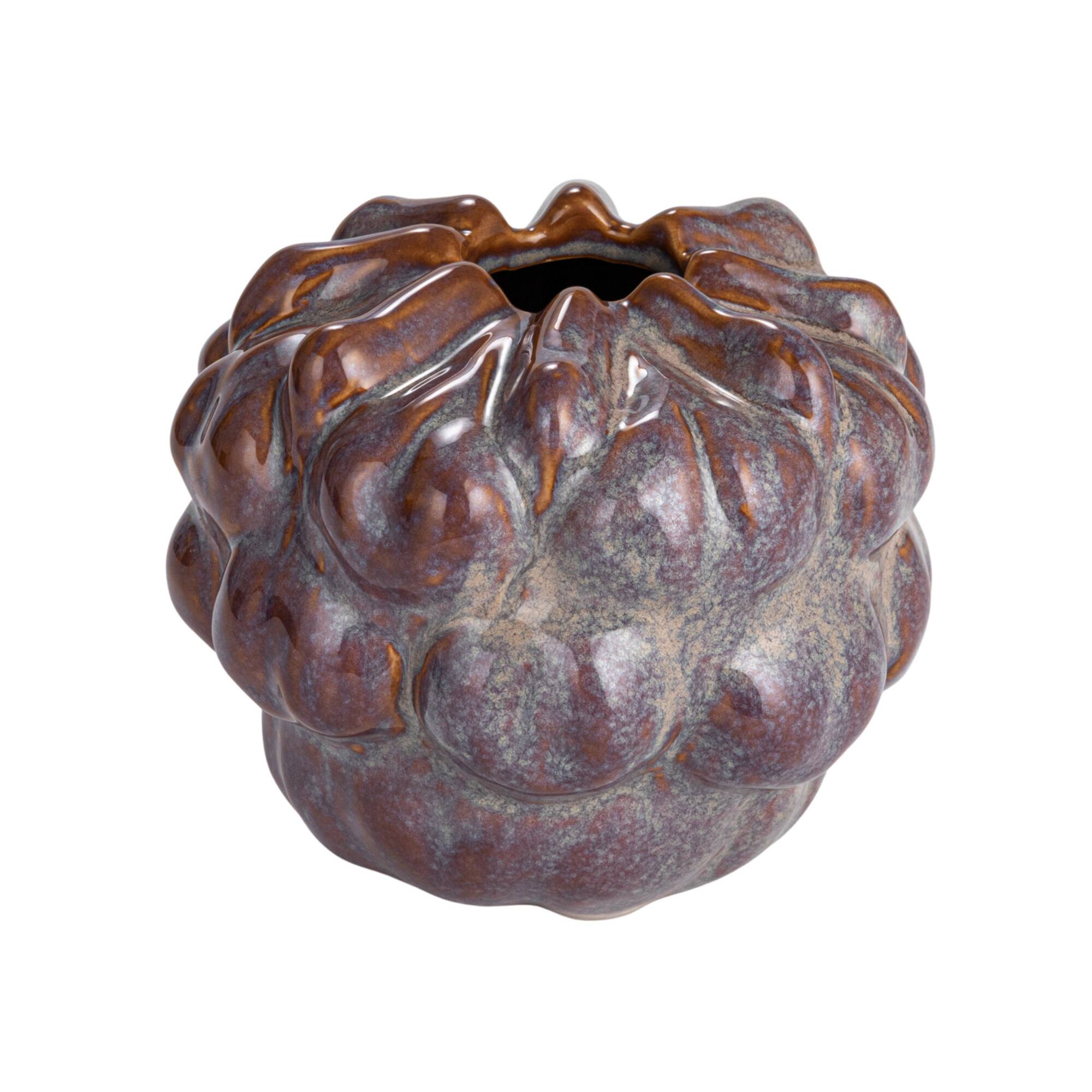 Hello Honey® 5.5" Blue & Brown Stoneware Vase with Reactive Glaze